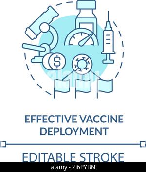Effective vaccine deployment turquoise concept icon Stock Vector