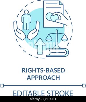 Rights based approach turquoise concept icon Stock Vector