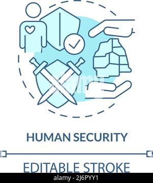 Human security turquoise concept icon Stock Vector