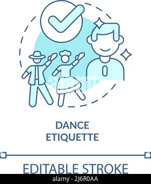 Dance etiquette turquoise concept icon Stock Vector