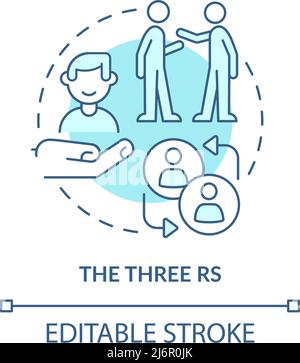 Three Rs turquoise concept icon Stock Vector
