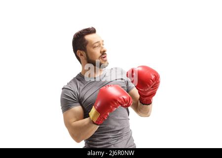 portrait of boxer in attack position Stock Photo - Alamy