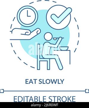 Eat slowly turquoise concept icon Stock Vector