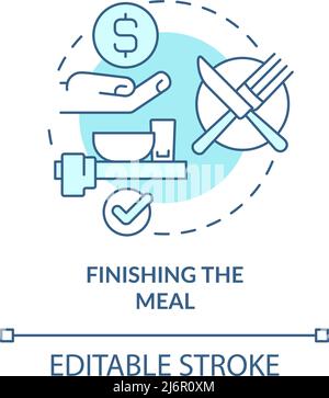 Finishing meal turquoise concept icon Stock Vector