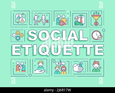 Social etiquette word concepts green banner Stock Vector