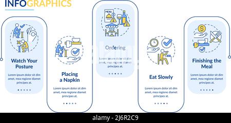 Restaurant etiquette rectangle infographic template Stock Vector