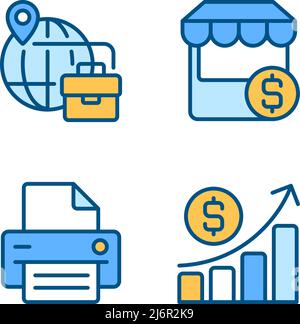 Business development pixel perfect RGB color icons set Stock Vector