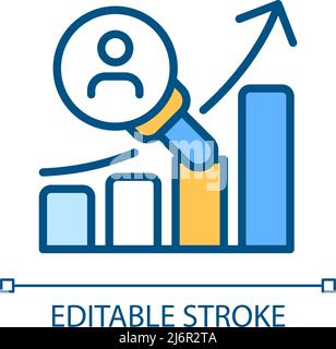 Customer research pixel perfect RGB color icon Stock Vector