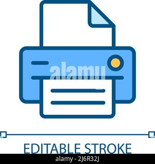 Printer pixel perfect RGB color icon Stock Vector