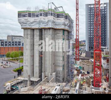 Three Snowhill concrete core during construction in 2017, Birmingham, UK. Stock Photo