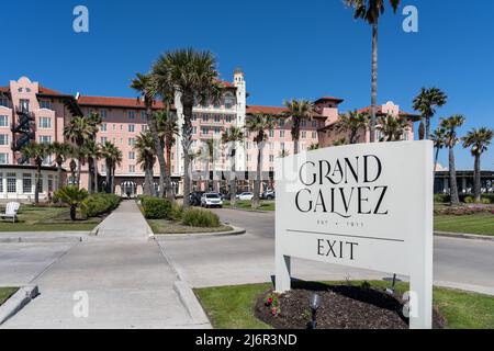 Galveston, TX, USA - March 12, 2022: Grand Galvez hotel in Galveston, TX, USA. The Grand Galvez Resort and Spa is a historic beachfront resort hotel Stock Photo