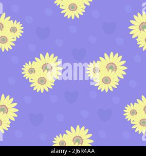 Floral seamless pattern with sunflowers on blue background Stock Vector