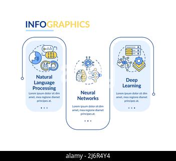 Fields of machine learning rectangle infographic template Stock Vector