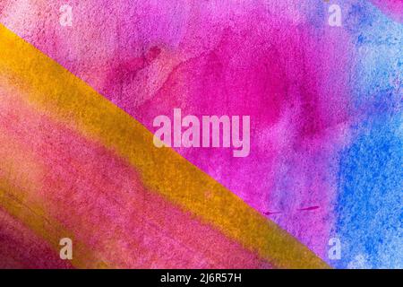 Multicolor creative watercolor background. Abstract stains and lines. Banner. Copy space for text. Stock Photo