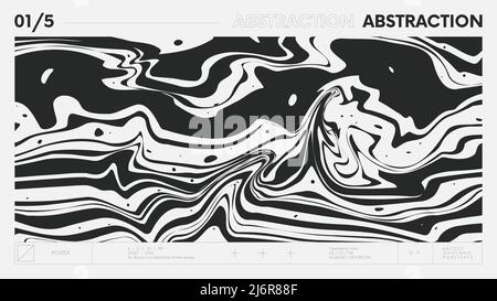 Abstract modern geometric banner with simple shapes in black and white colors, graphic composition design vector background, flowing paint stains Stock Vector