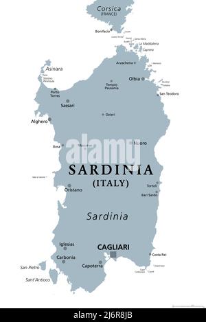 Sardinia, Italian Island, Political Map With Capital Cagliari. Sardegna ...