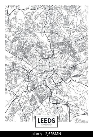City map Leeds, travel vector poster design Stock Vector
