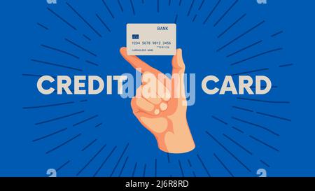 Human hand holds credit card, business background sending and receiving money wireless, money transfer vector concept marketing Stock Vector