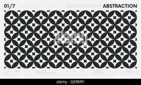Abstract modern geometric banner with simple shapes in black and white colors, graphic composition design vector background, monochrome circles patter Stock Vector