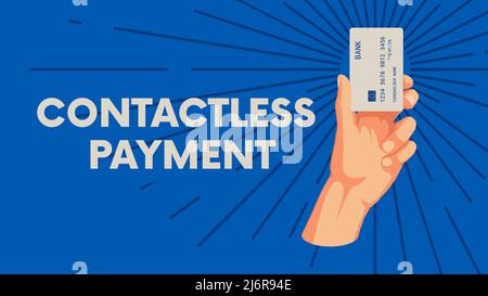 Human hand holds credit card, contactless payment business background, money transfer vector financial concept Stock Vector