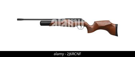 A modern air rifle with a futuristic design. Pneumatic weapons for sports and entertainment. Isolate on a white background. Stock Photo