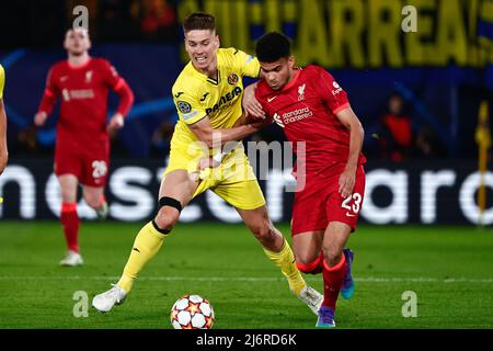 Villarreal, Spain. . 03rd May, 2022. Luis Diaz of Liverpool FC celebrates a  goal during the UEFA Champions League Semi Final Leg Two match between  Villarreal and Liverpool FC at Estadio de