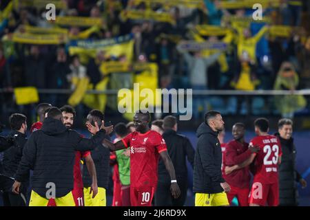 Villarreal, Spain. 03rd May, 2022. Liverpool FC players celebrating the victory during the UEFA Champions League match between Villarreal CF v Liverpool FC played at La Ceramica Stadium on May 3, 2021 in Villarreal, Spain. (Photo by Colas Buera / PRESSINPHOTO) Credit: PRESSINPHOTO SPORTS AGENCY/Alamy Live News Stock Photo