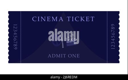 Cinema ticket, illustration in blue colors Stock Vector