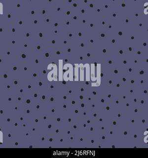 Abstract hand drown polka dots background. Purple dotted seamless pattern with black circles. Template design for invitation, poster, card, flyer Stock Vector