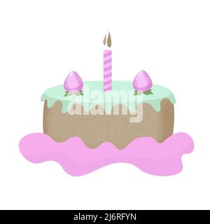 Appetizing strawberry cake, colorful illustration Stock Vector