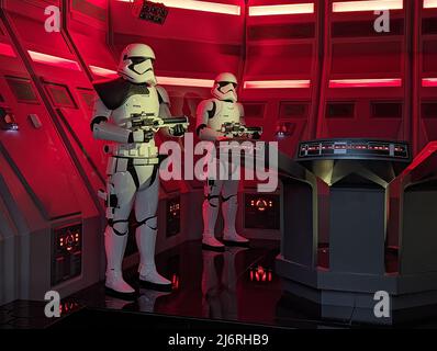 Stormtroopers in Rise of the Resistance Star Wars ride in Hollywood Studios Walt Disney World Stock Photo