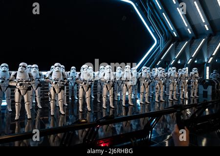 Stormtroopers in Rise of the Resistance Star Wars ride in Hollywood Studios Walt Disney World Stock Photo