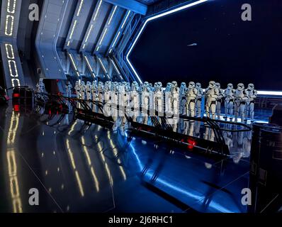 Stormtroopers in Rise of the Resistance Star Wars ride in Hollywood Studios Walt Disney World Stock Photo