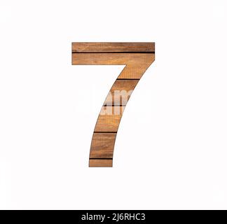 Number 7 seven - Rustic wooden boards with grooves Stock Photo