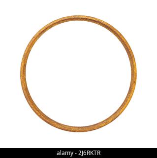 wooden round  picture frame, isolated Stock Photo