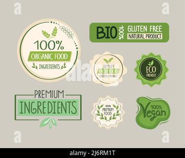 seven eco labels icons Stock Vector