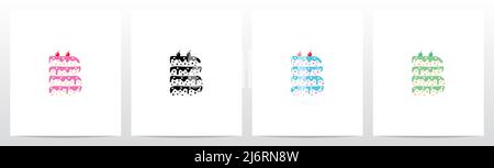 Multilevel Cake Letter Logo Design B Stock Vector