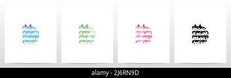 Multilevel Cake Letter Logo Design D Stock Vector