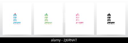 Multilevel Cake Letter Logo Design L Stock Vector