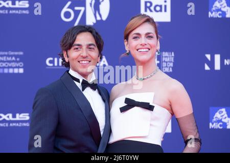 May 3, 2022, Rome, Italy: Miriam Leone and Paolo Carullo attend the red carpet of David di Donatello 2022 awards ceremony in Rome  (Credit Image: © Matteo Nardone/Pacific Press via ZUMA Press Wire) Stock Photo