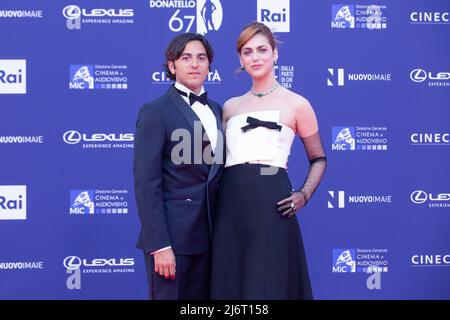 May 3, 2022, Rome, Italy: Miriam Leone and Paolo Carullo attend the red carpet of David di Donatello 2022 awards ceremony in Rome  (Credit Image: © Matteo Nardone/Pacific Press via ZUMA Press Wire) Stock Photo