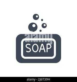 Soap related vector glyph icon. Soap sign. Isolated on white background. Editable vector illustration Stock Vector