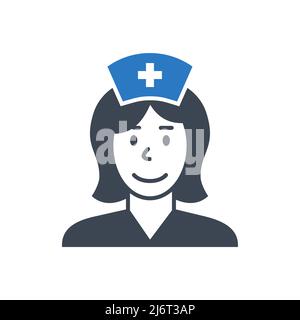 Nurse related vector glyph icon. Nurse sign. Isolated on white background. Editable vector illustration Stock Vector