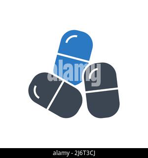 Pills Related Vector Glyph Icon. Drugs. Pills Sign. Isolated on White Background Stock Vector