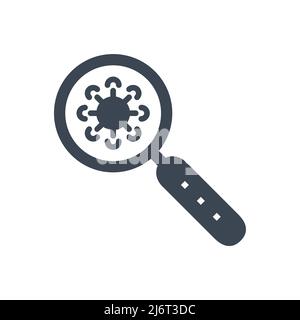 search coronavirus. magnifying glass with virus symbol. icon vector Stock Vector