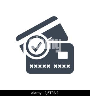 Credit card related vector glyph icon. Credit cards with check mark sign. Isolated on white background. Editable vector illustration Stock Vector