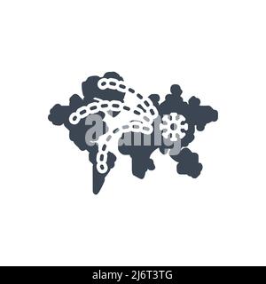 Pandemia related vector glyph icon. Pandemia sign. Worldwide spread of the virus. Isolated on white background. Editable vector illustration Stock Vector