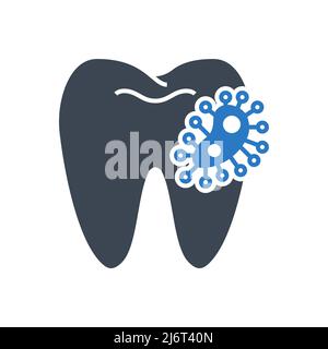 Dental Bacteria Glyph Related Vector Icon. Dental Bacteria Sign. Isolated on White Background Stock Vector