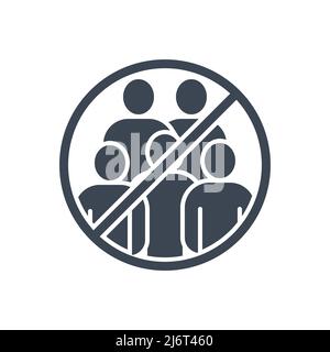 Avoid crowded places related vector glyph icon. Group of people in prohibition sign. Isolated on white background. Editable vector illustration Stock Vector