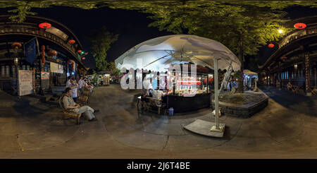 360 degree panoramic view of China Sichuan Chengdu Jinli Street At Night 4